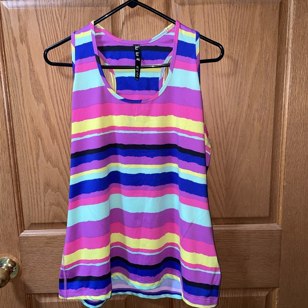 Women's Striped Lukka  Tank‎ Top Shirt Workout Active XL Yoga